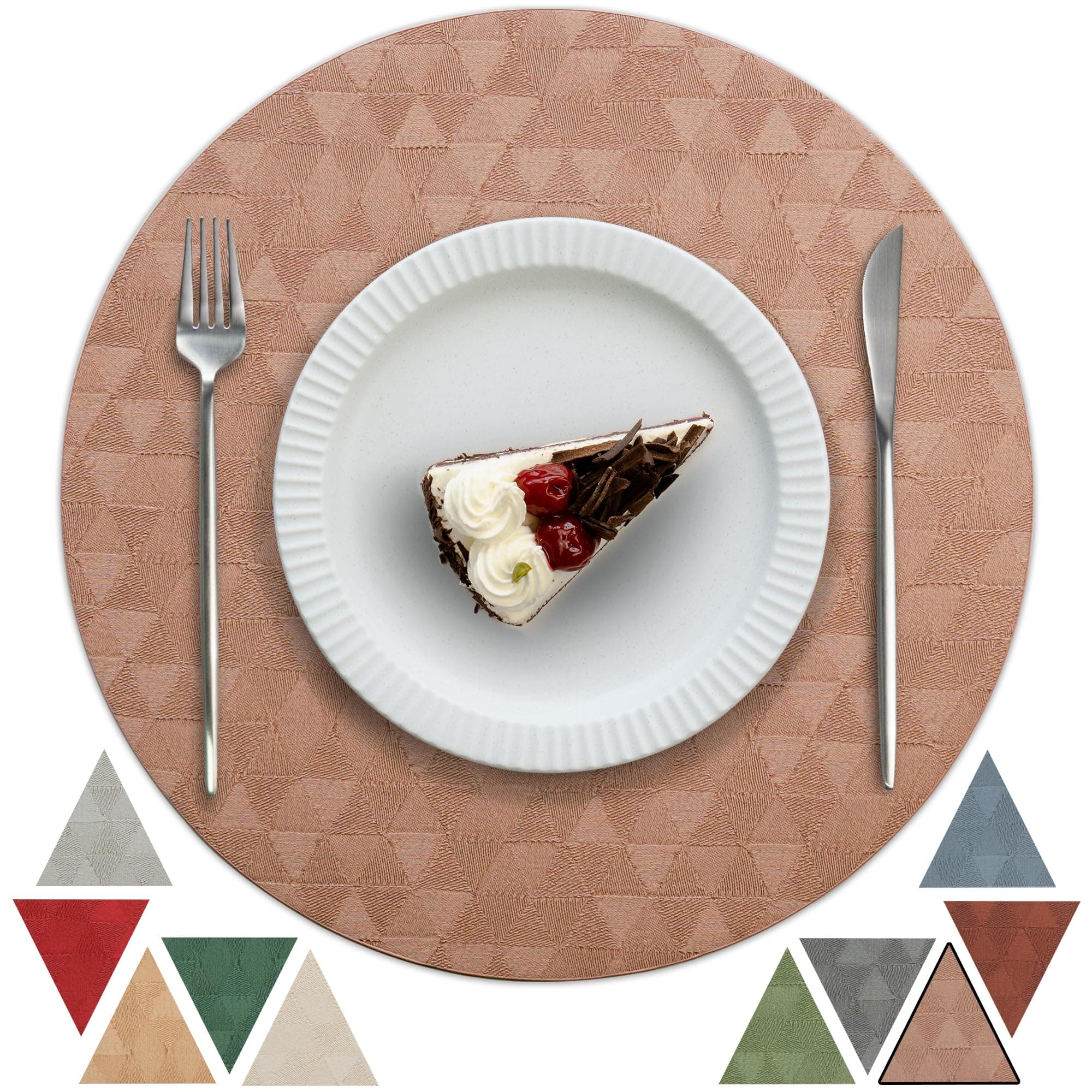 Round Cloth Placemats, Pink, Set of 8