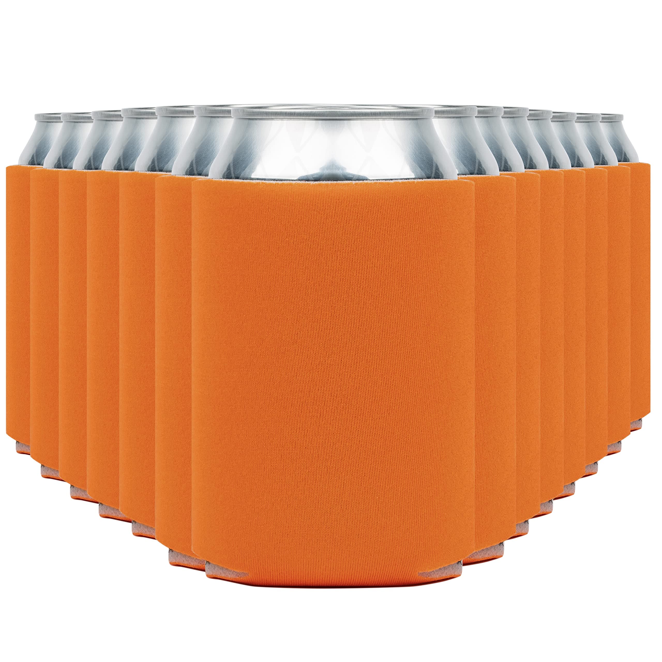 Blank Beer Can Cooler Sleeves (110-Pack) Soft Insulated Beer Can Coolies - HTV Friendly Blank Koolies in Bulk for Cans & Bottles - Coolie Blanks for Vinyl Projects & Wedding Favors (Orange)