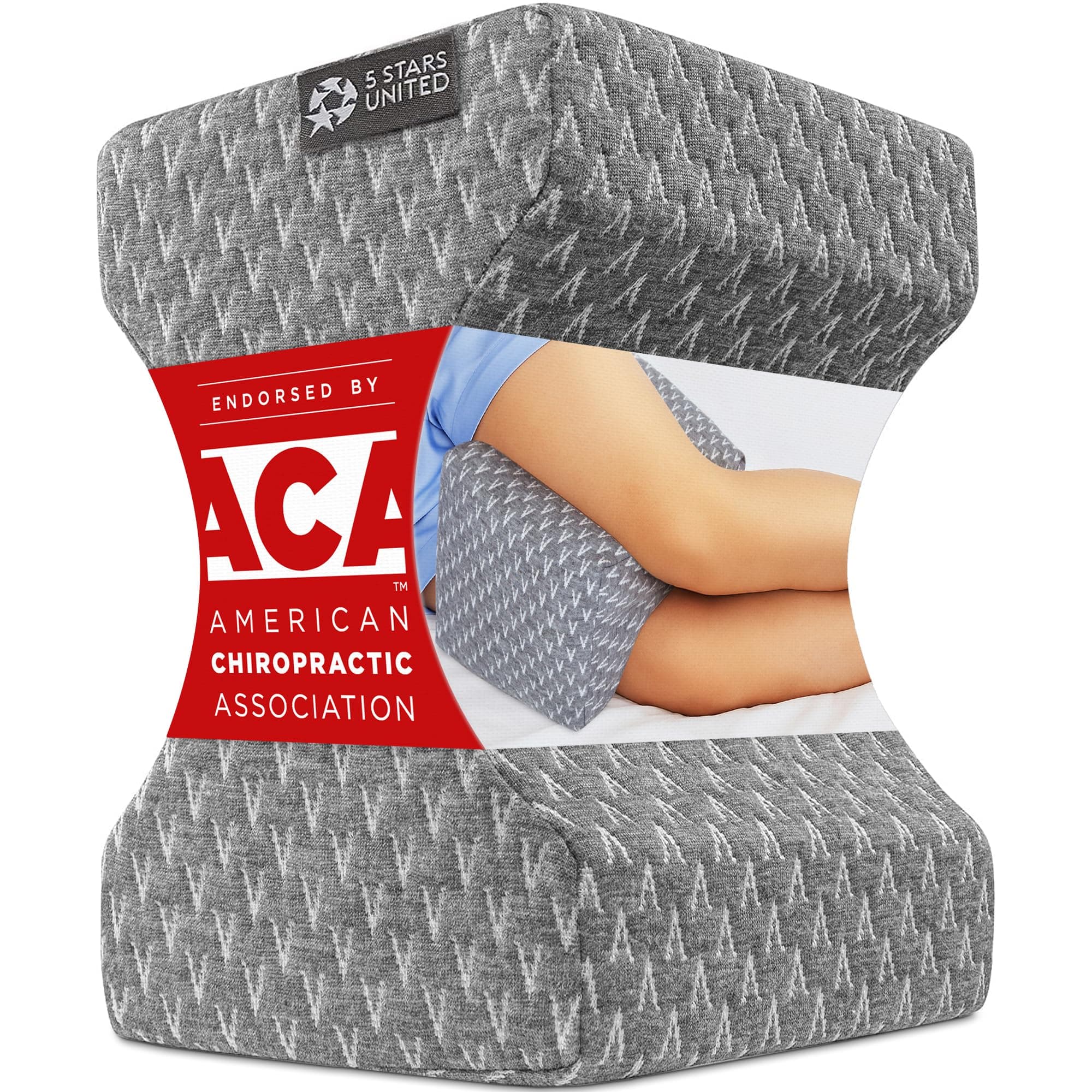 5 STARS UNITED Knee Pillow for Side Sleepers - Memory Foam Leg Pillow for Side Sleeping - Between Legs Pillow for Hip and Lower Back Pain - Sciatica Pain Relief