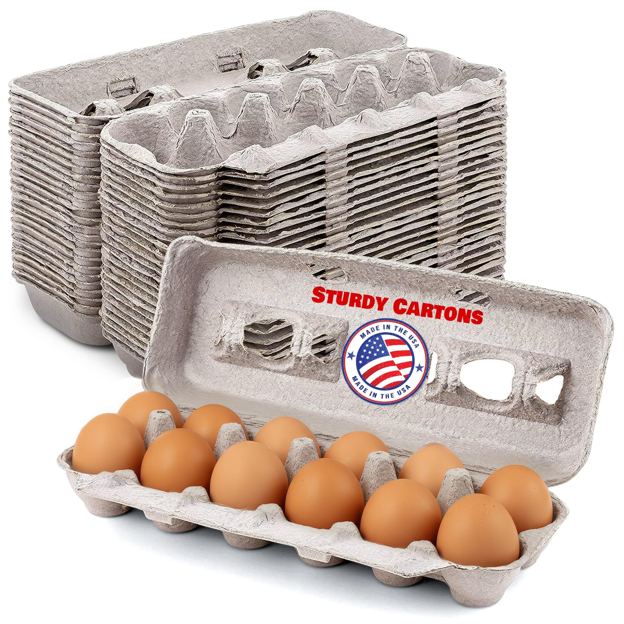 MT Products Blank Natural Pulp Egg Cartons Holds Up to Twelve Eggs - 1 Dozen - Strong Sturdy Egg Crate Cardboard Material Perfect For Storing Extra Eggs (25 Pieces) - Made in the USA