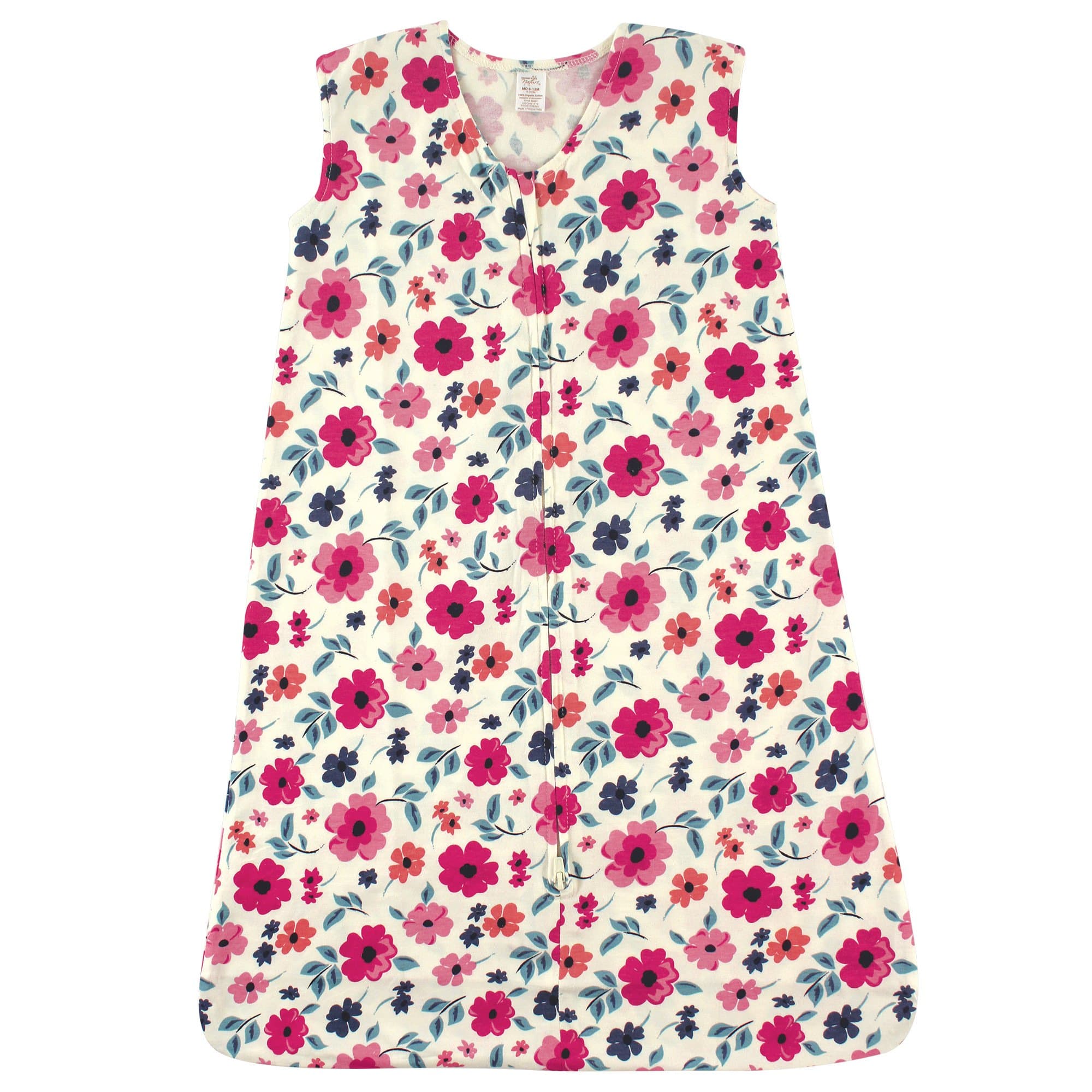 Touched by Nature Unisex Baby Organic Cotton Sleeveless Wearable Sleeping Bag, Sack, Blanket, Garden Floral, 6-12 Months