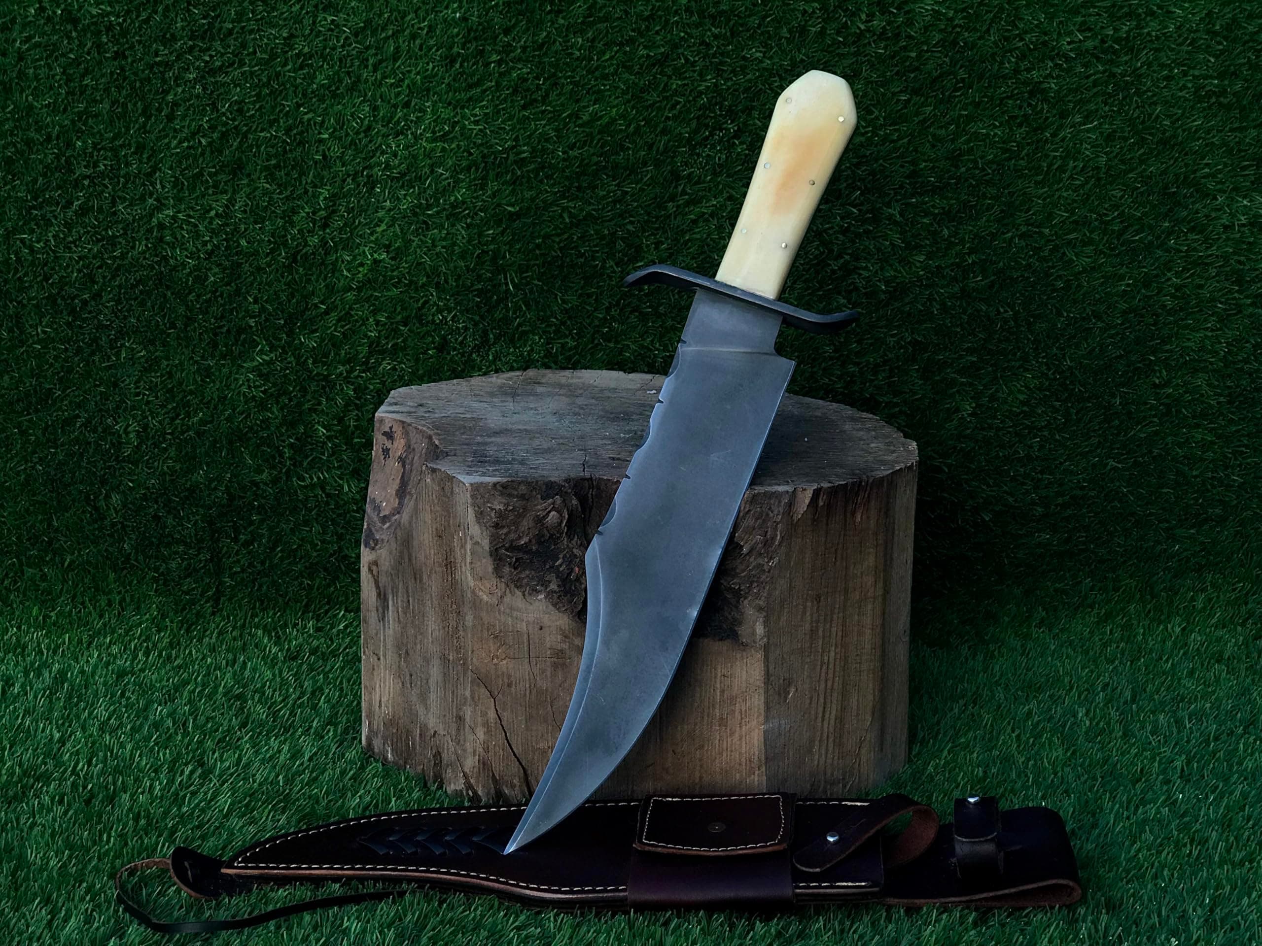 Jimm & James' Juan Padillioo Vintage Historical Replica Bowie Knife, Bone Handle, 5160 Steel Blade with Sheath - JJLN-HGU Hunting Knife, Hunting Knives, Hunting Bowie Knife, Historical Replica Bowie Knife, EDC Knife
