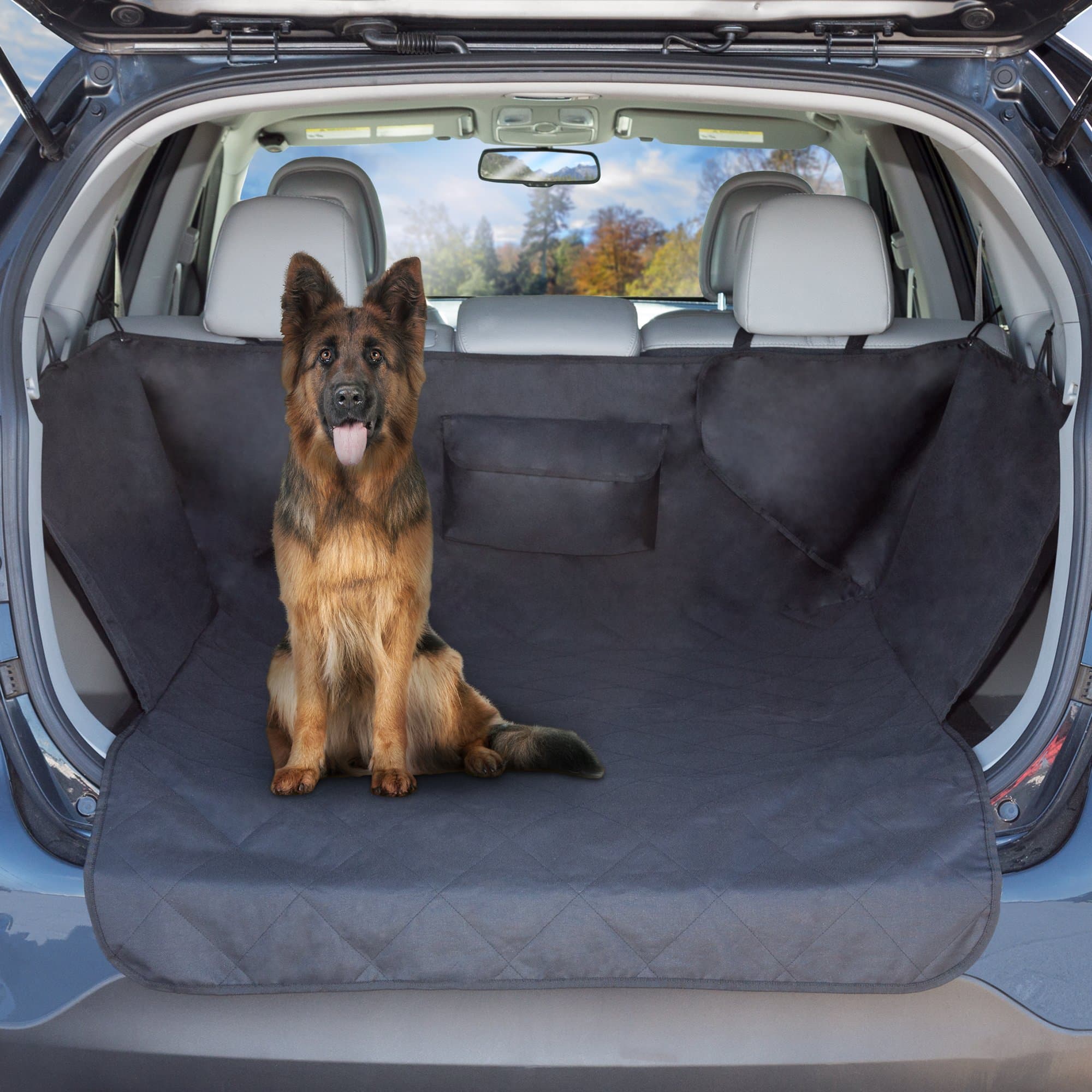 PETMAKER Cargo Liner Dog Seat Cover-Quilted Waterproof All Weather Non-Slip Pet Travel Mat with Side Coverage and Bumper Flap Protector for SUVs