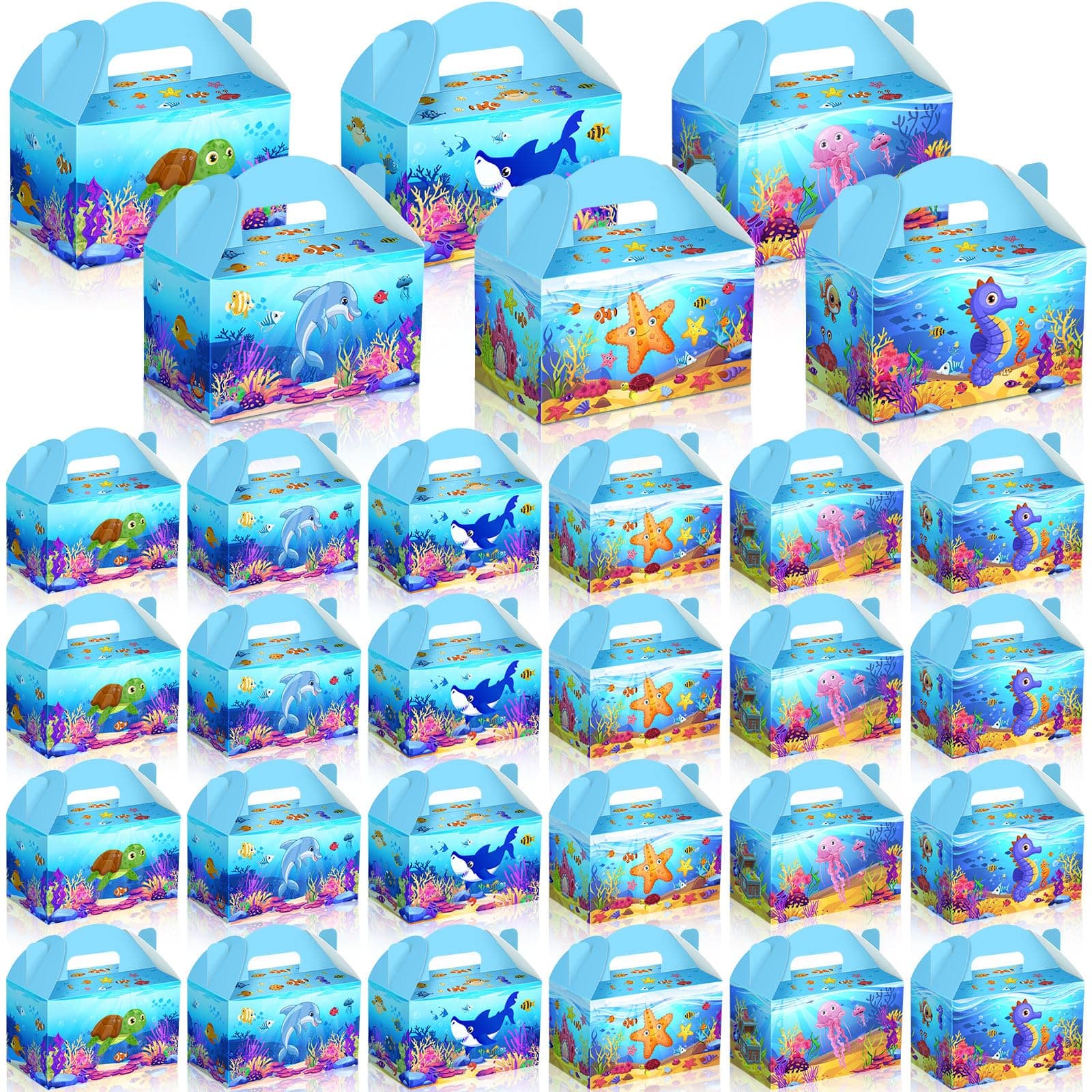 Dunzoom 24 Pcs Under the Sea Party Favor Shark Treat Boxes Shark Goodie Bag