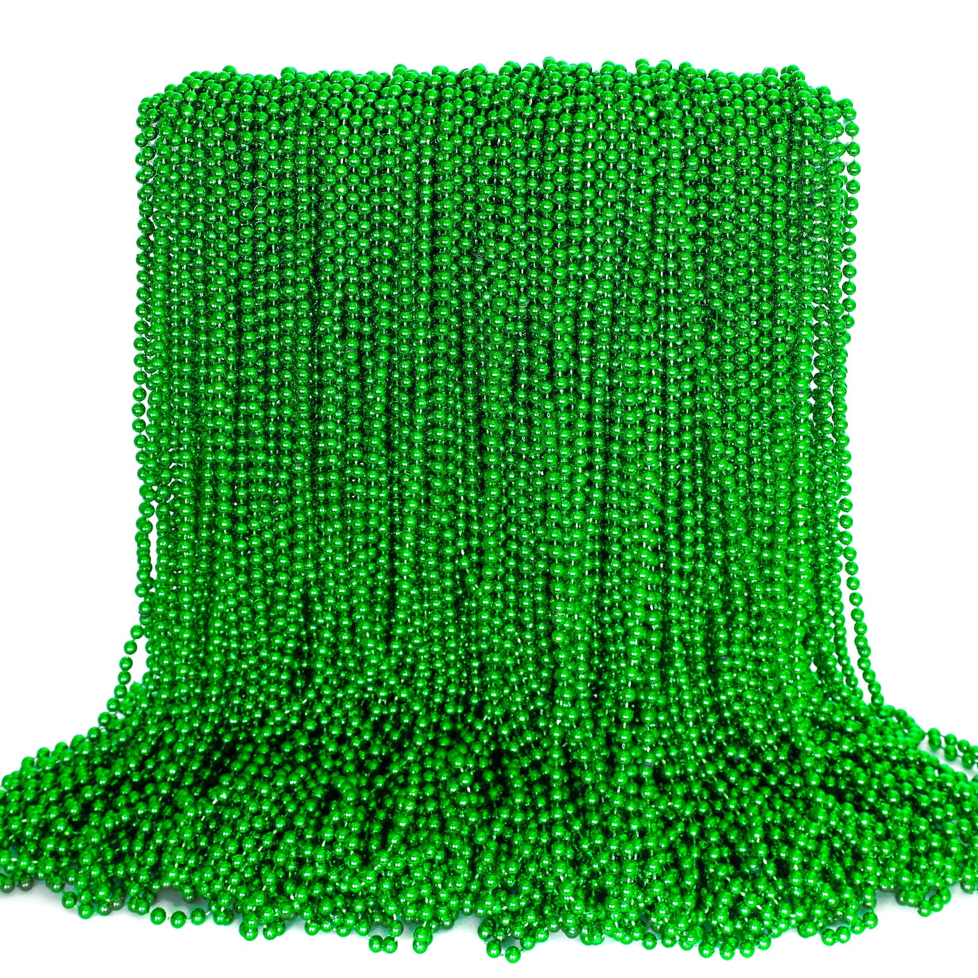 100PCS St Patricks Day Accessories, Green St. Patricks Day Beads Necklace, 33" Round Beads Irish Saint Patricks Necklaces Costume Bulk, Par