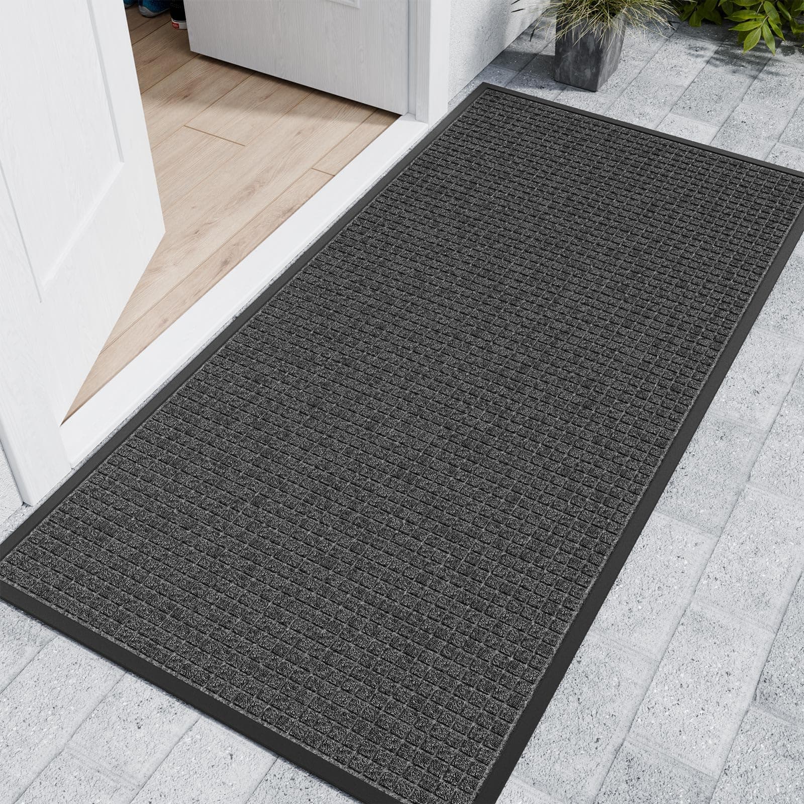Futurwit Indoor Outdoor Front Door Mats, 72" x 36" TPE Backing Non Slip Durable Welcome Floor Mats for Patio, Garage Entrance, Stain and Fade Resistant Commercial Doormats for High Traffic, Grey