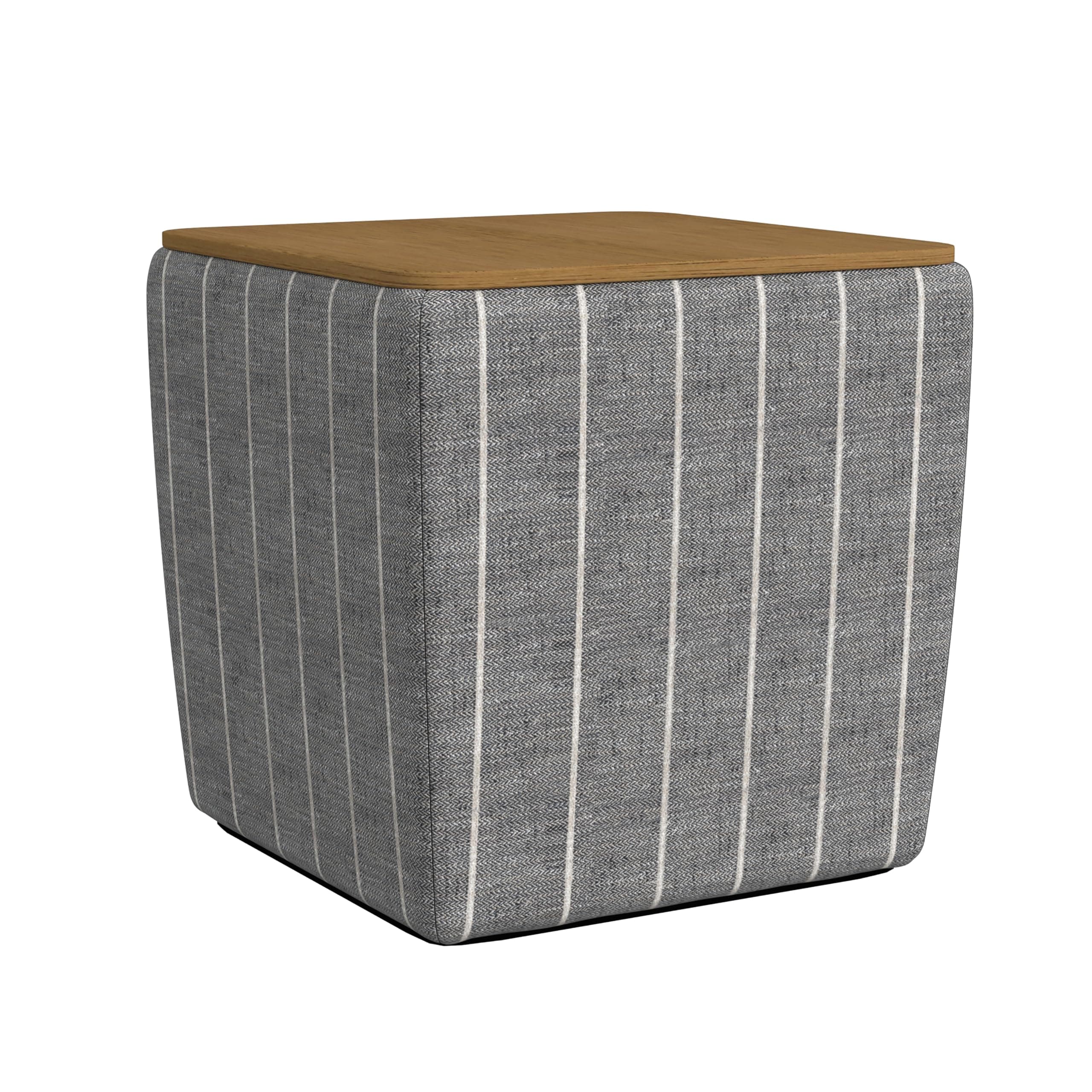 Homepop Home Decor |HomePop Storage Ottoman with Wood Top|Upholstered Modern Square Storage Ottoman with Storage for Living Room & Bedroom, Midnight Gary Woven Stripe