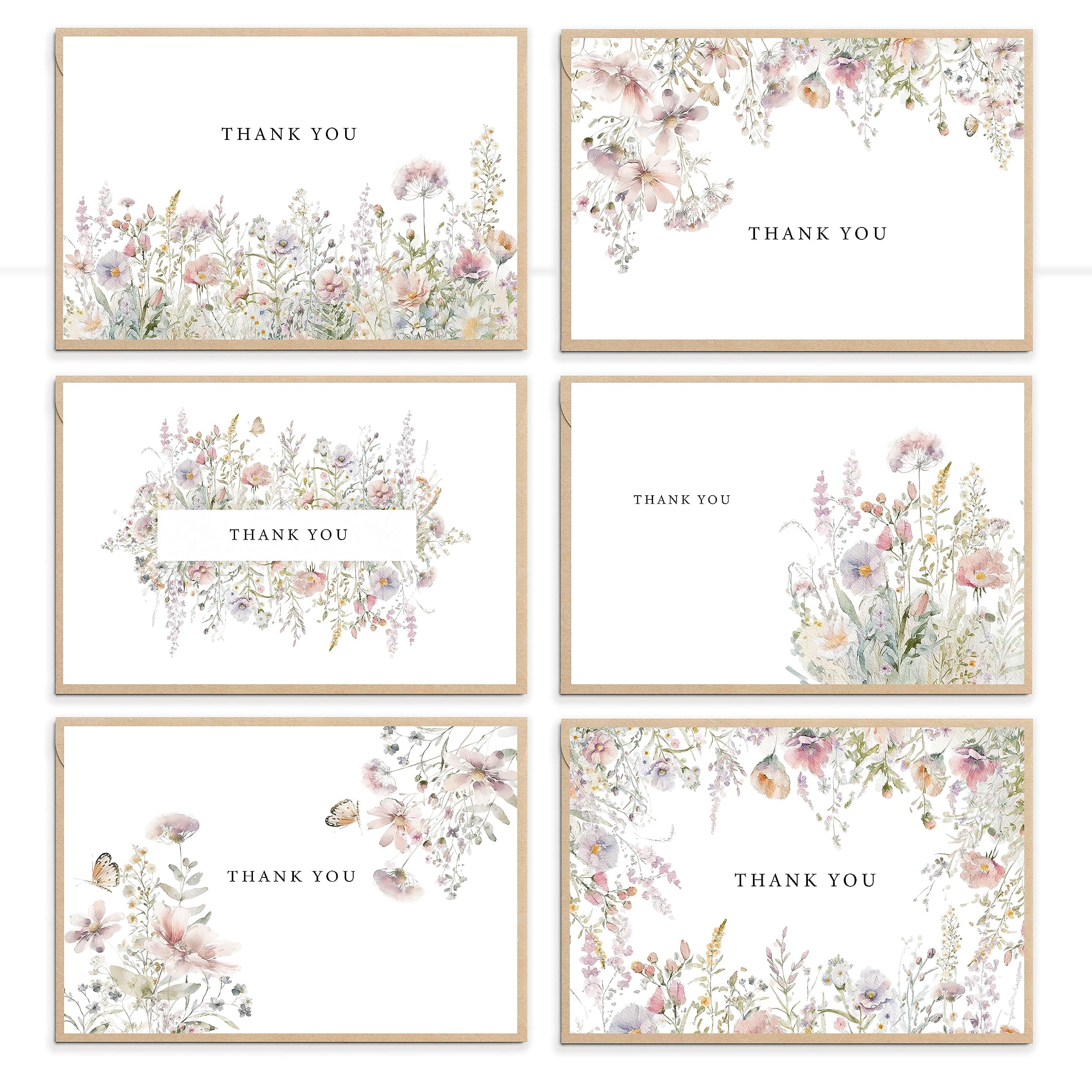 SLAPAFLIFE Floral Thank You Cards with Envelopes,48Pack - 4x6 Inches Thank You Notes with envelope and stickers,baby shower thank you cards,Thank you cards for baby shower,wedding,Birthday Party,Greeting
