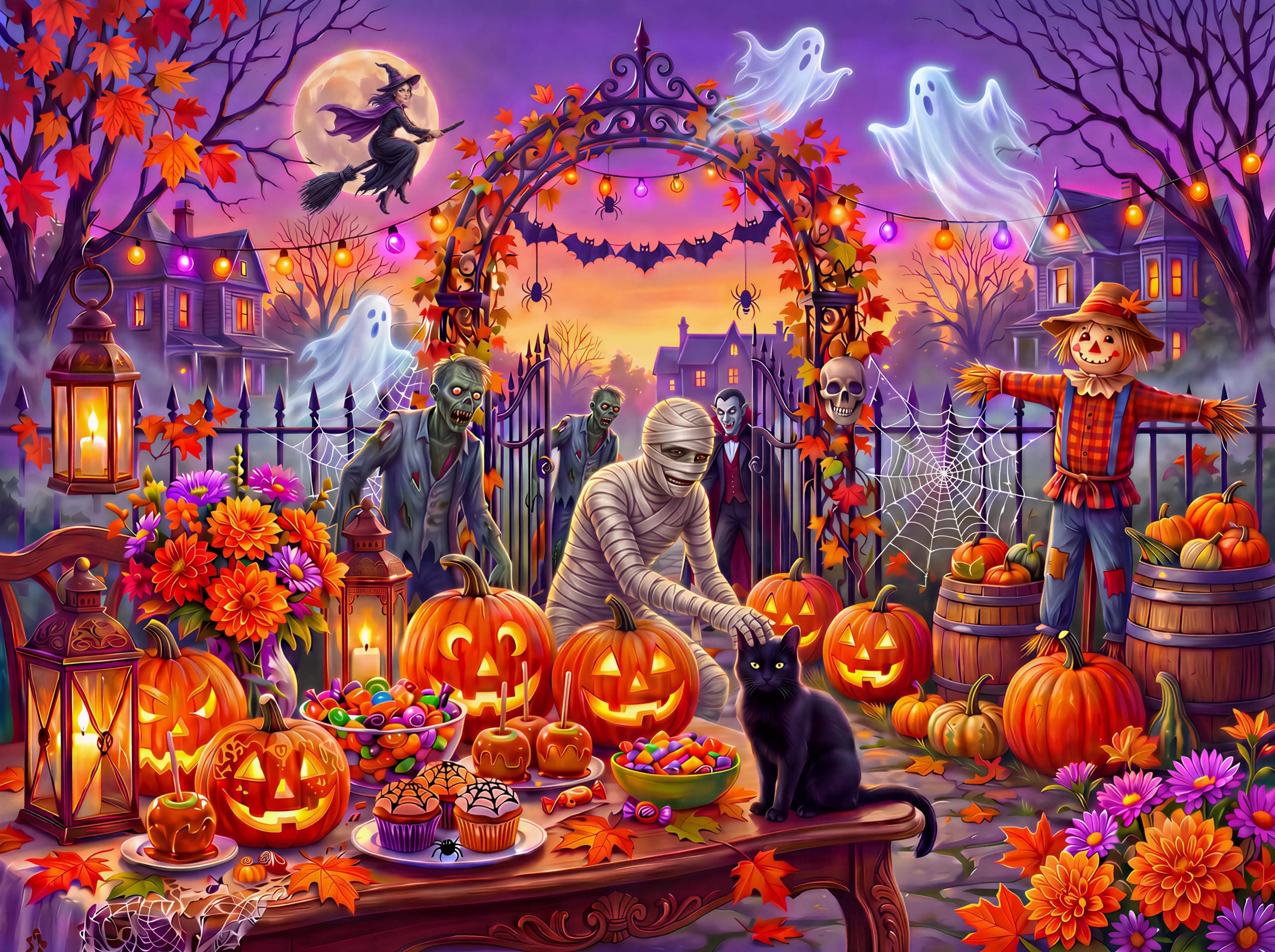 Nattork Jigsaw Puzzles 1000 Pieces for Adults, Families (Halloween Party) Pieces Fit Together Perfectly