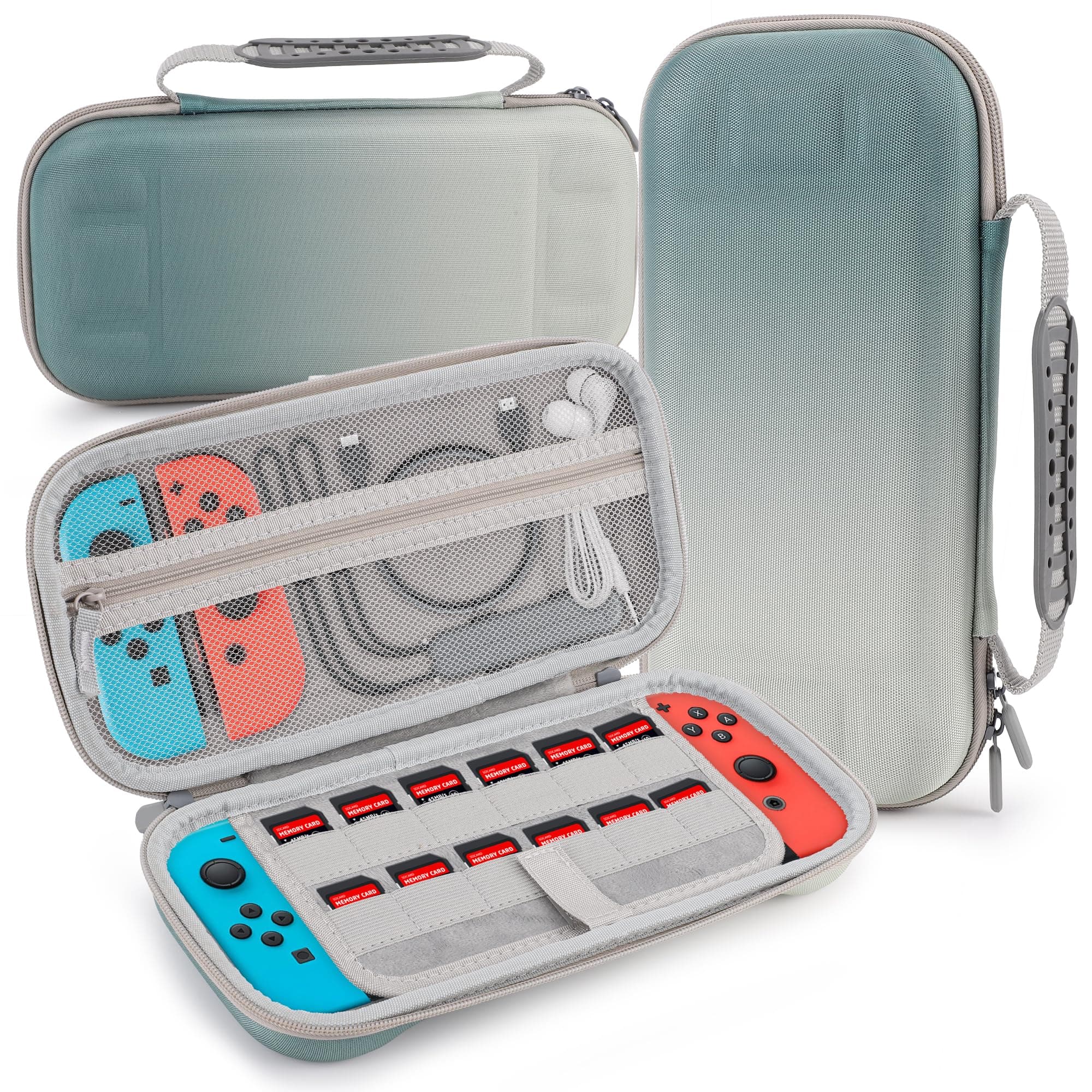 MEKOTRIN Carrying Case Fit for Switch 2 Game Console Portable Travel Bag with 12 Game Card Slots Accessories Pouch Lightweight Anti Scratch (Gradient Dark Green)
