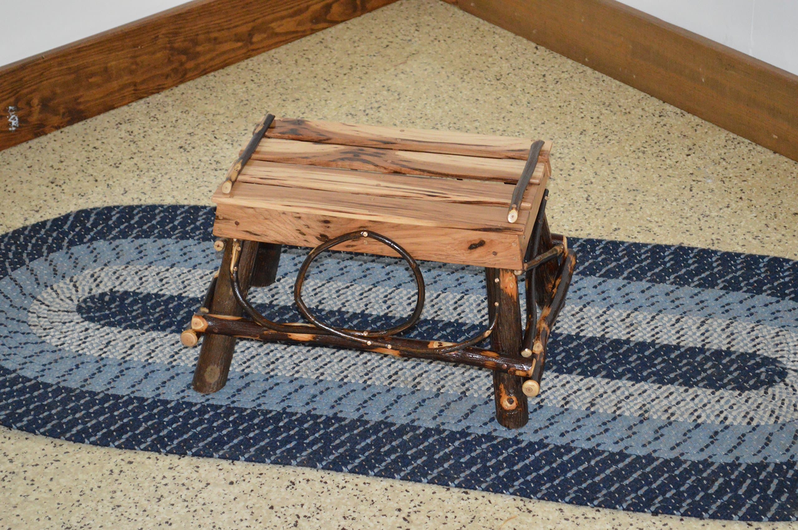 A & L Furniture Hickory Foot Stool, Rustic Hickory