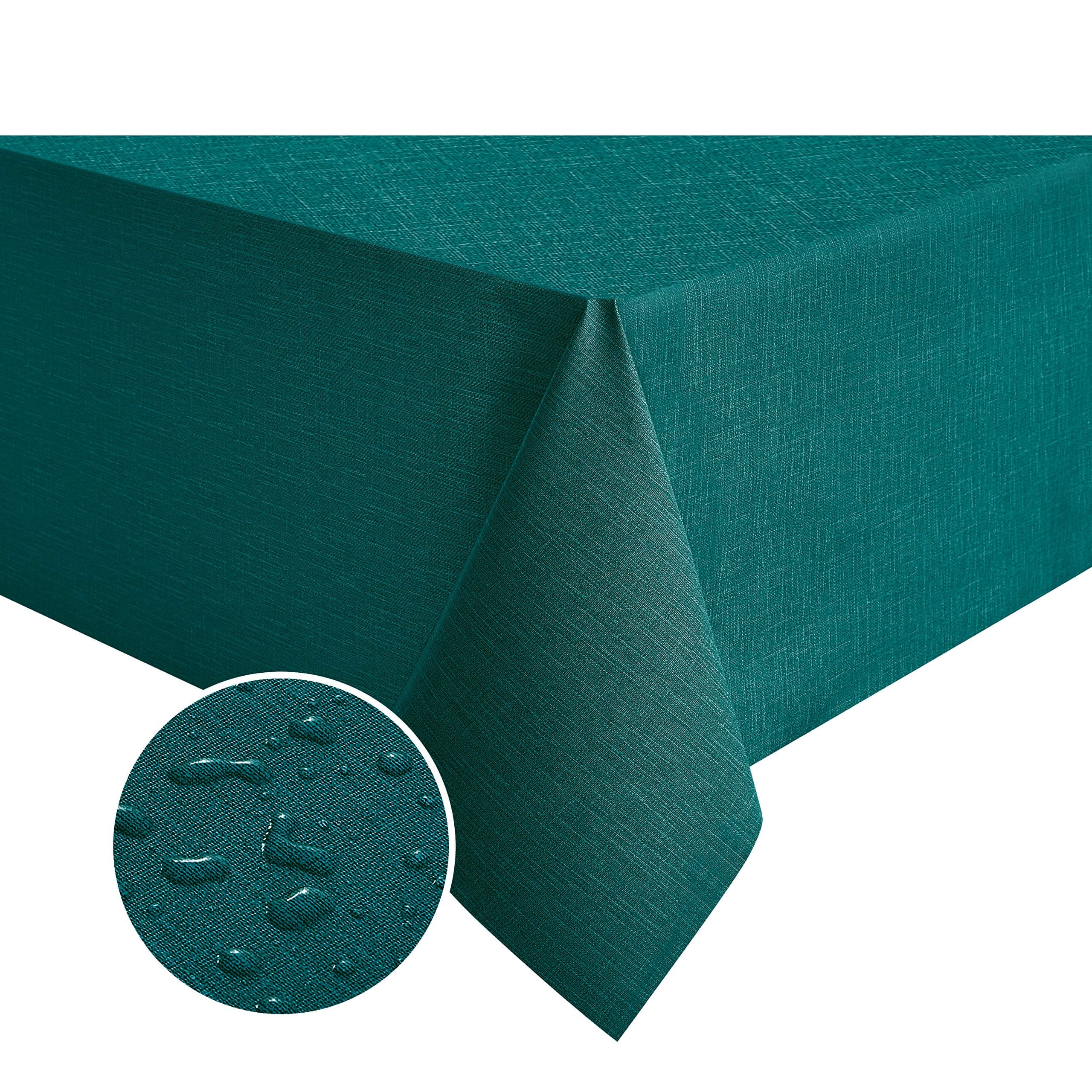 NLMUVW Teal Vinyl Tablecloth 108 Inch, Heavy Duty PVC Table Cloth Waterproof Oil Proof Wipe Clean Table Cover for Kitchen Dining Picnic, 54 x 108 inch