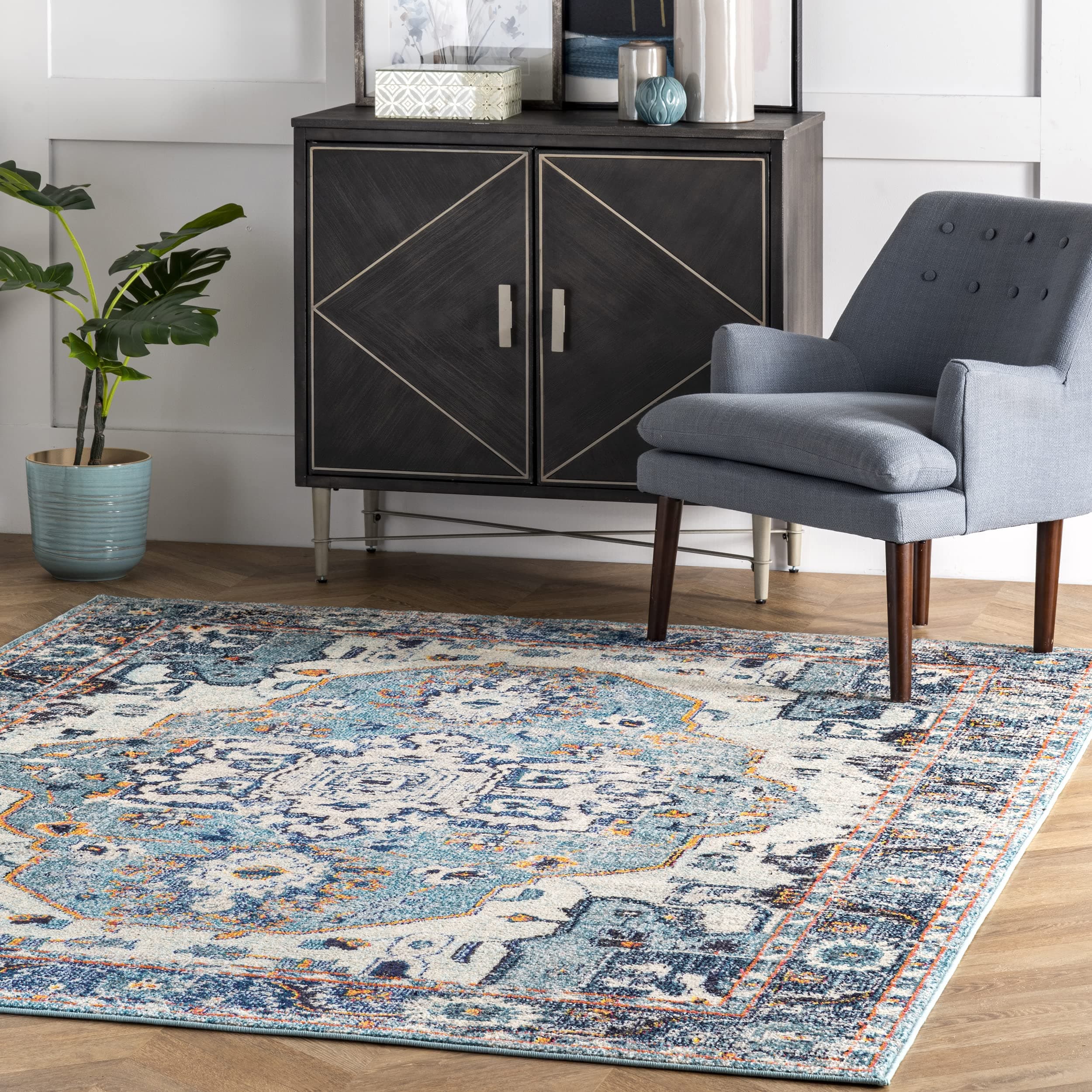nuLOOM Corbett Vintage Bohemian Area Rug, 10x14, Blue